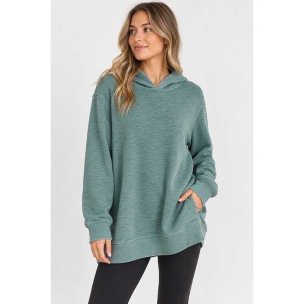 Pure Jill J. Jill Women XL Sage Green Organic Cotton Textured Hoodie Tunic